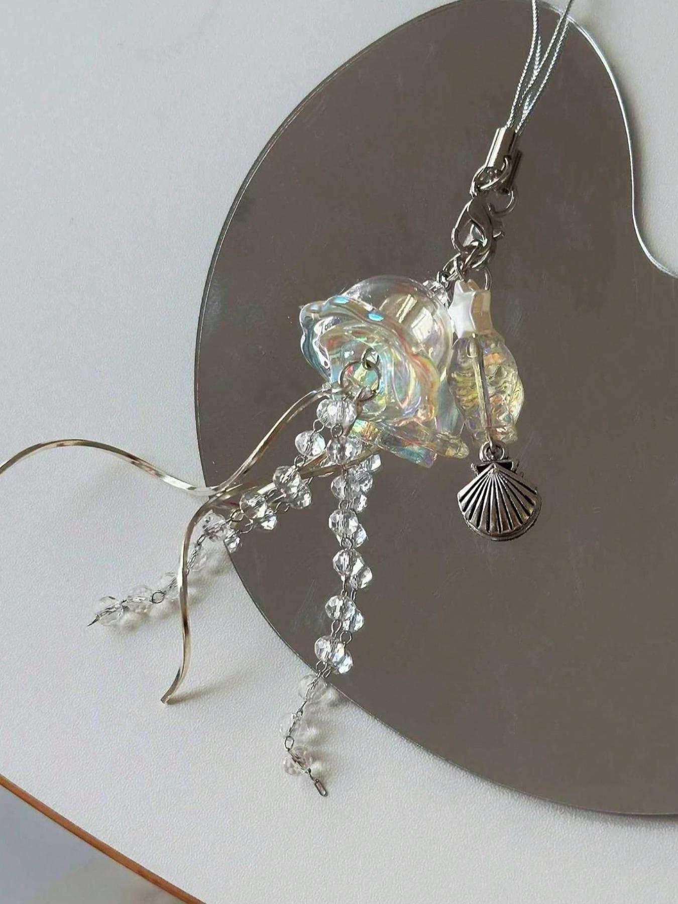 Jellyfish Design Keychain, Cute Clear Phone Chain, Stylish Keychain, Fashionable Keychain for Women & Men, Trendy All-match & Exquisite Keychain for Birthday Gift, Keychain Pendant