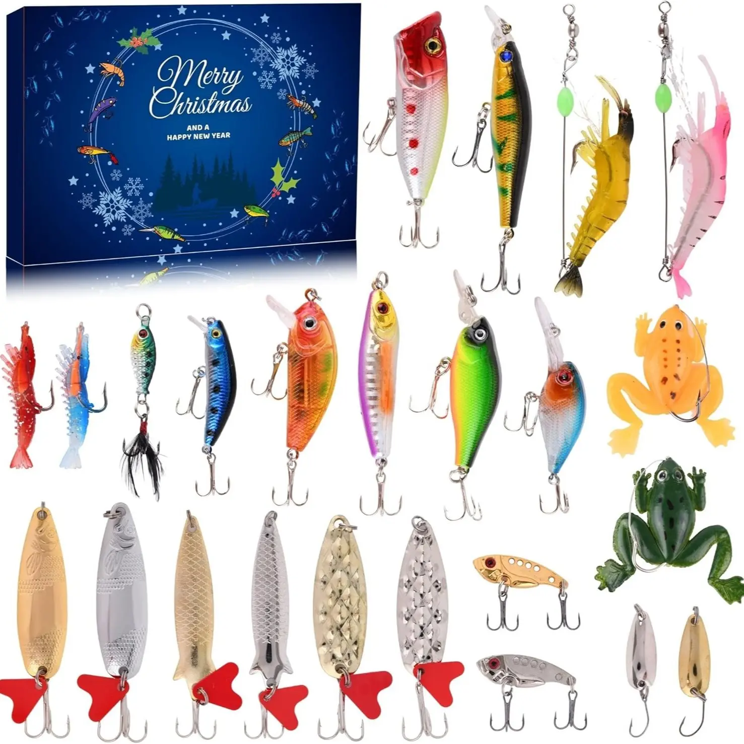 Fishing Advent Calendar 2026 Christmas - 24 Days Fishing Lures Advent Calendar for Fisher Adult Men Teen Boys - 2026 Xmas Countdown Surprise Gift