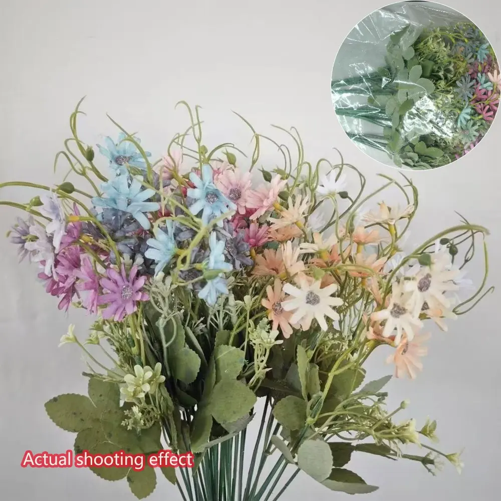 6 Pcs Wildflower Artificial Chrysanthemum, UV-Resistant Silk Flowers, Outdoor Plastic Greenery Decor, Spring Home Decoration, Artificial Plants, Faux Flower Decoration, Fake Floral Decor