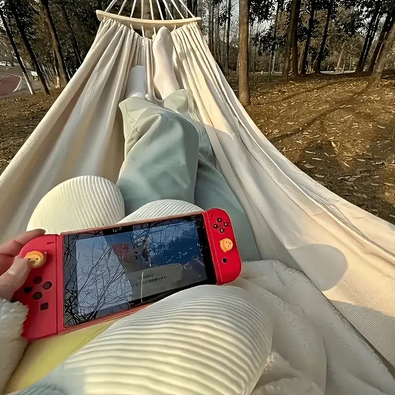 1pc White Advanced Double Hammock, 3 Styles Available, Swing Bed, Hanging Chair, Very Suitable for Various Gardens, Balconies, Courtyards, And Outdoor Lazy Hammocks, All Seasons, Enjoy Sunshine