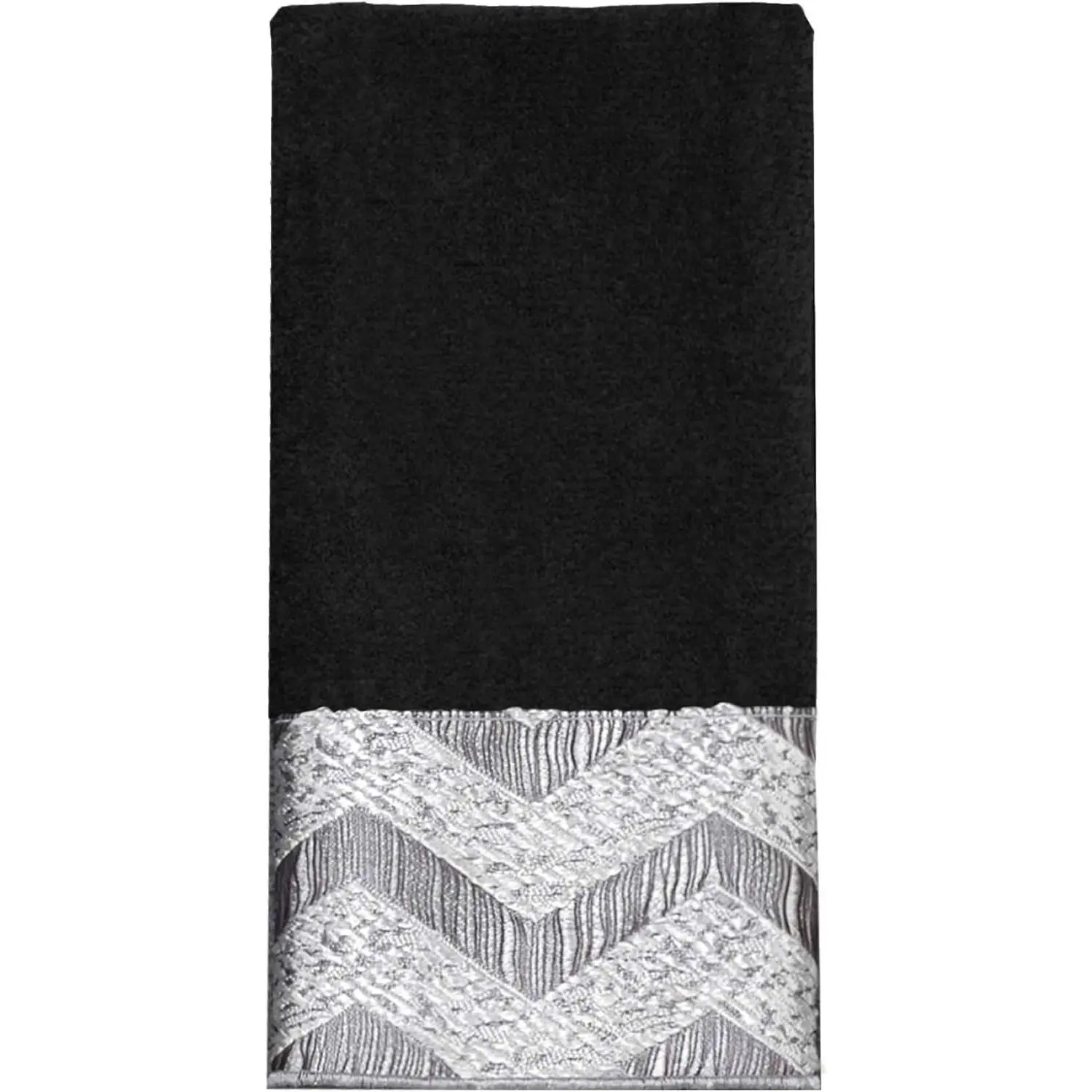 Avanti Linens - Fingertip Towel, Soft & Absorbent Cotton (Chevron Galaxy Collection, Black) 18.00" x 11.00"