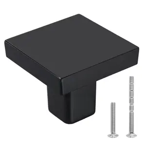 【DealsForYouDays】VEVOR Cabinet Knobs, 10 Pack, 1.18 Inch Black Zinc Alloy Drawer Pulls Door Handles, Square Kitchen Solid Knobs Dresser Handles, Cupboard Hardware with Screws for Bathroom Closet Cabinets Drawers