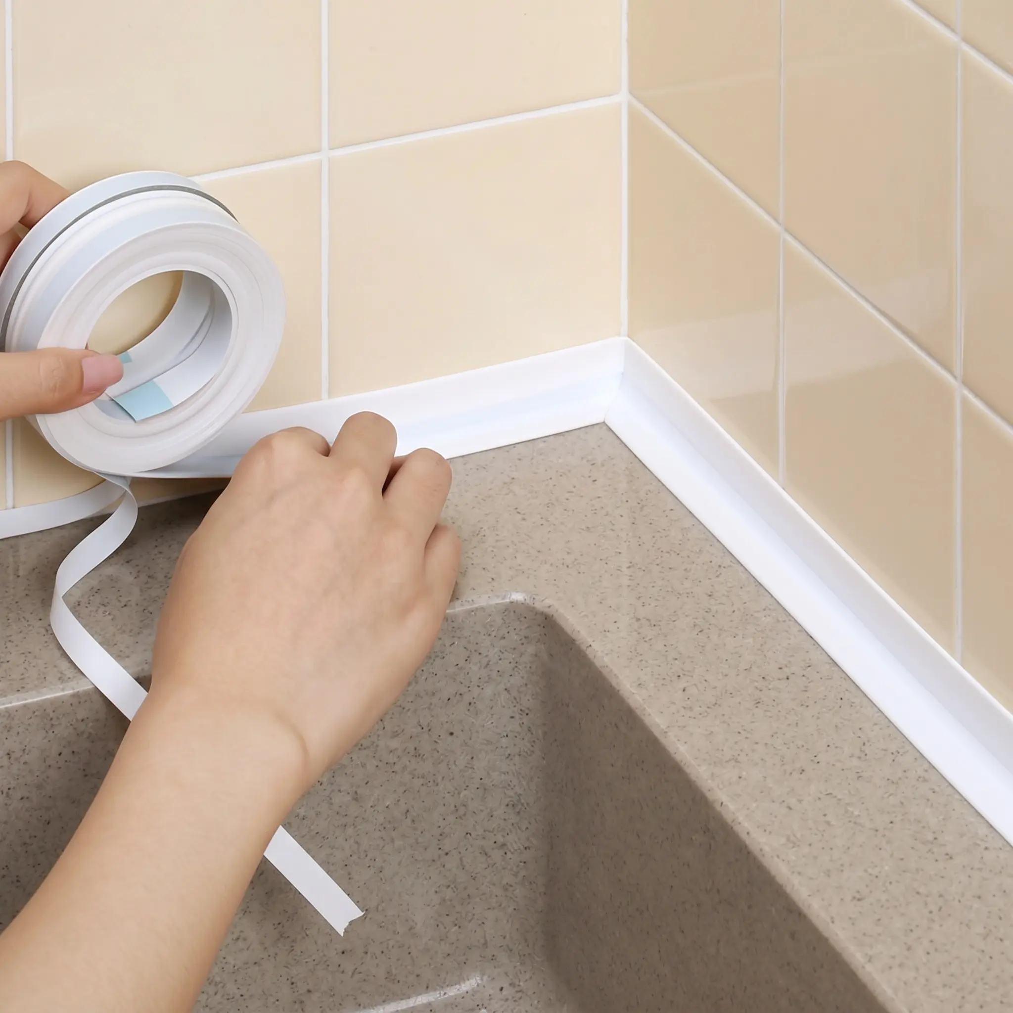 1 Pcs White Waterproof Caulk Tape, 3.2m Self-Adhesive Sealing Tape for Bathroom, Kitchen Sink, Toilet Tub Edges, Easy Application & Durable Home Care Supply-YY1, For Toilet Tub