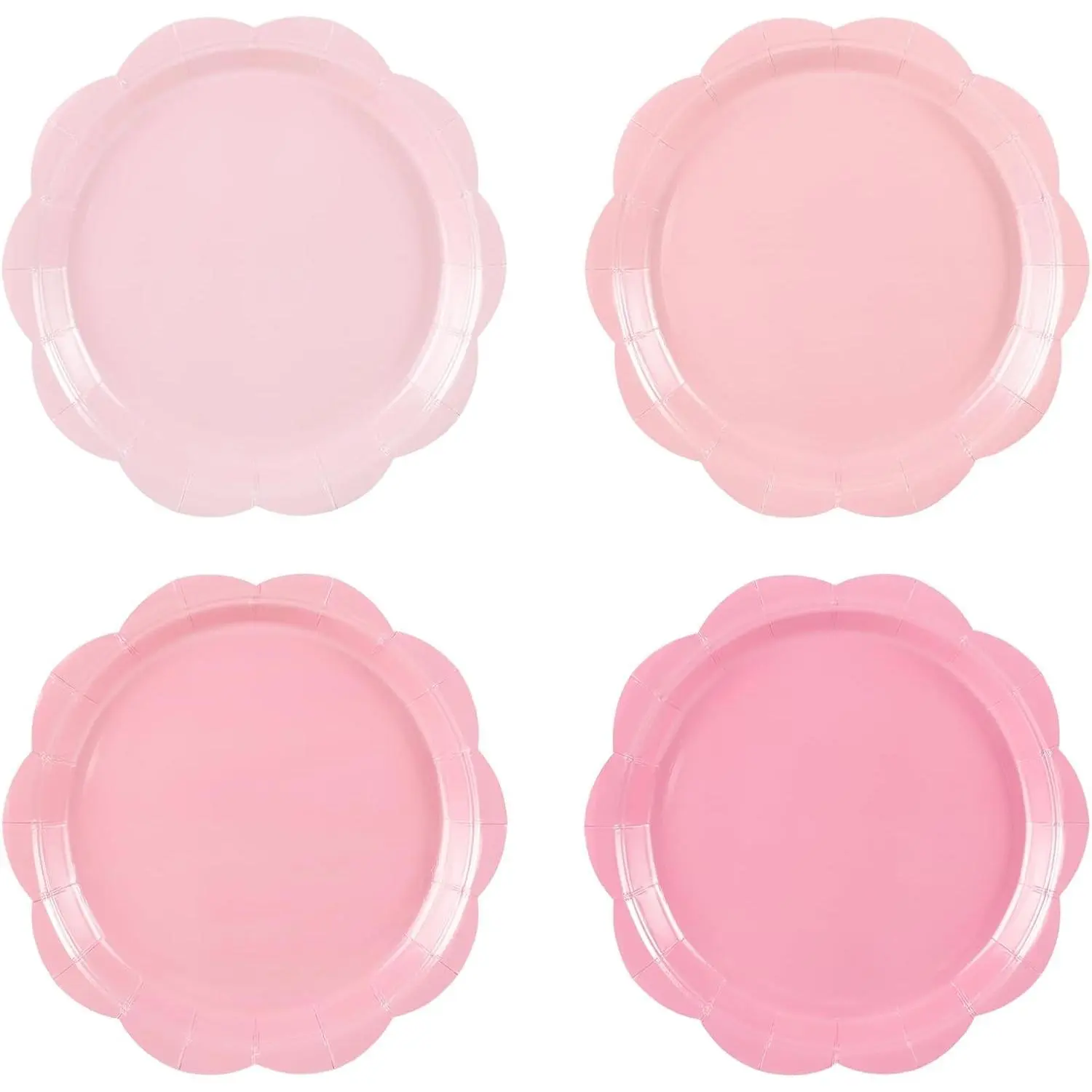 48 Pcs Pink Paper Plates, 9 Inch Mother Day Plates Disposable Pink Gradient Plate Scalloped Dinner Dessert Plate Cute Party Supplies for Mother's Day, Birthday, Wedding, Baby Bridal Shower
