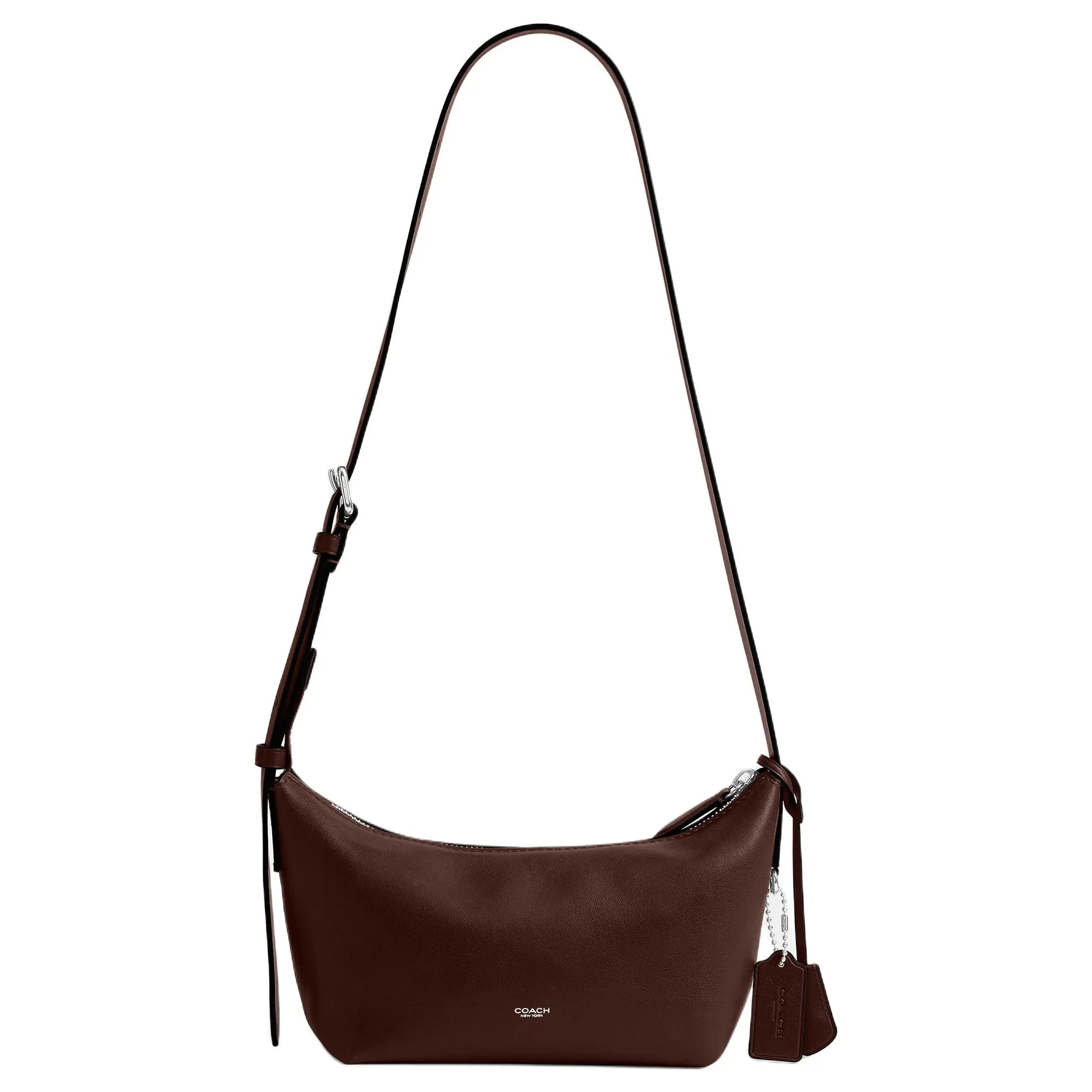 COACH MOTT 22 Letter Logo Adjustable Crossbody Bag for Men, Small Size, Maple Brown Leather