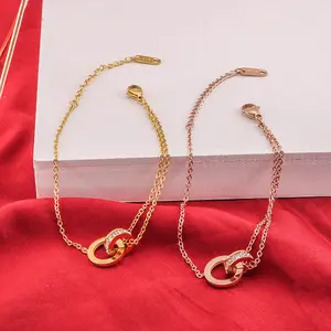 Titanium Steel Rhinestone Interlocking Roman Numeral Bracelet Minimalist Elegant Luxury Unique Design Colorfast Jewelry For Women san juda necklace