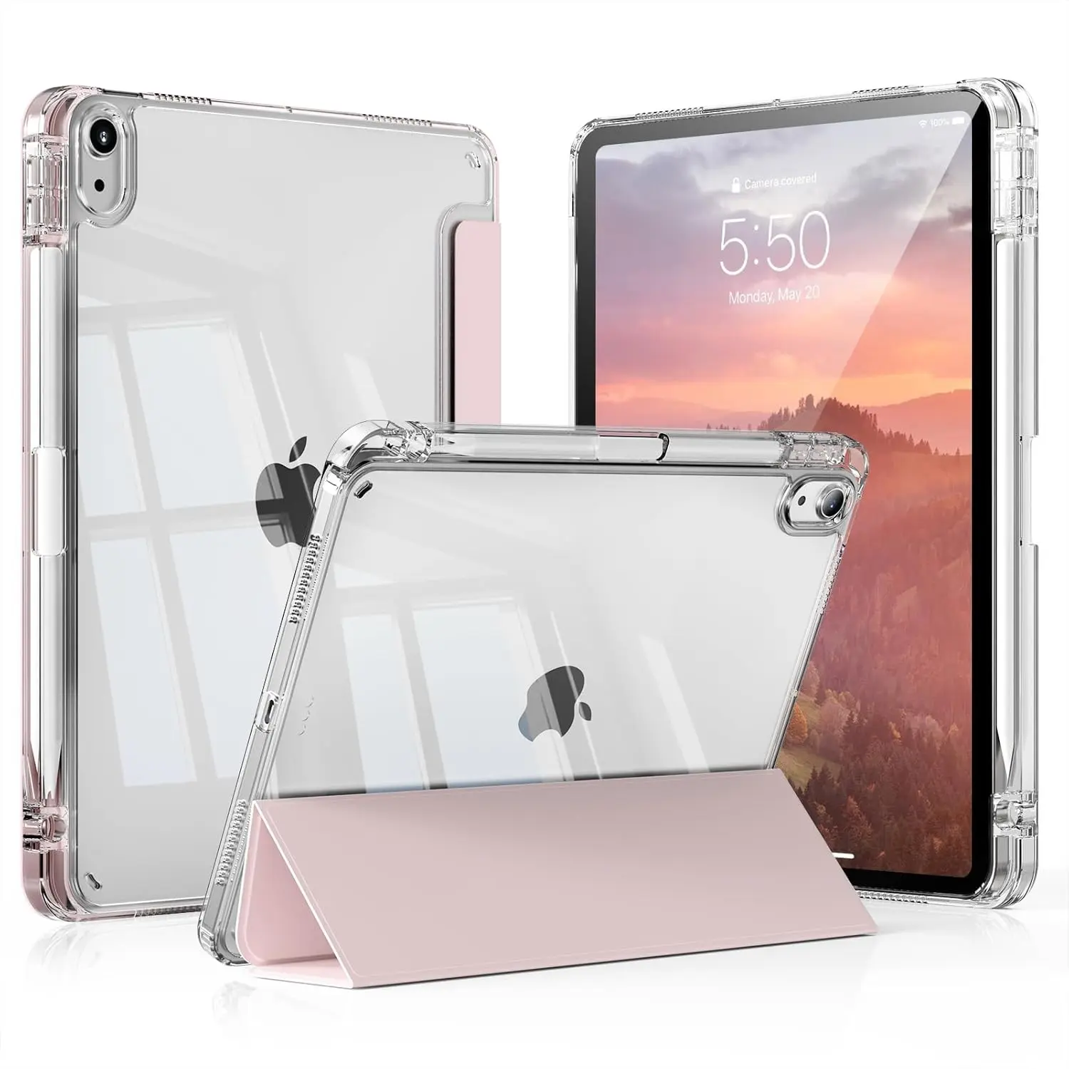 Case for iPad A16 11th Generation 11 Inch 2025, iPad 10th Generation 10.9 Inch 2022, Hybrid Protective Cover with Pencil Holder, Clear Transparent Back Shell Anti-Yellowing Case, Tablet Casing