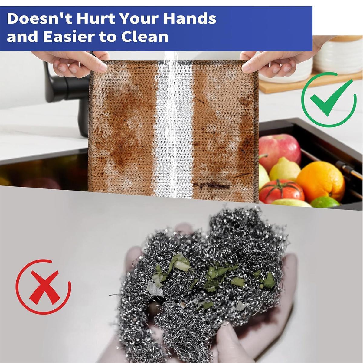 12 Pack Cleaning Cloths,Multipurpose Wire Miracle Cleaning Cloths, Multipurpose Wire Dishwashing Rags for Wet and Dry, for Washing Dishes, Sinks, Counters, Stove Tops