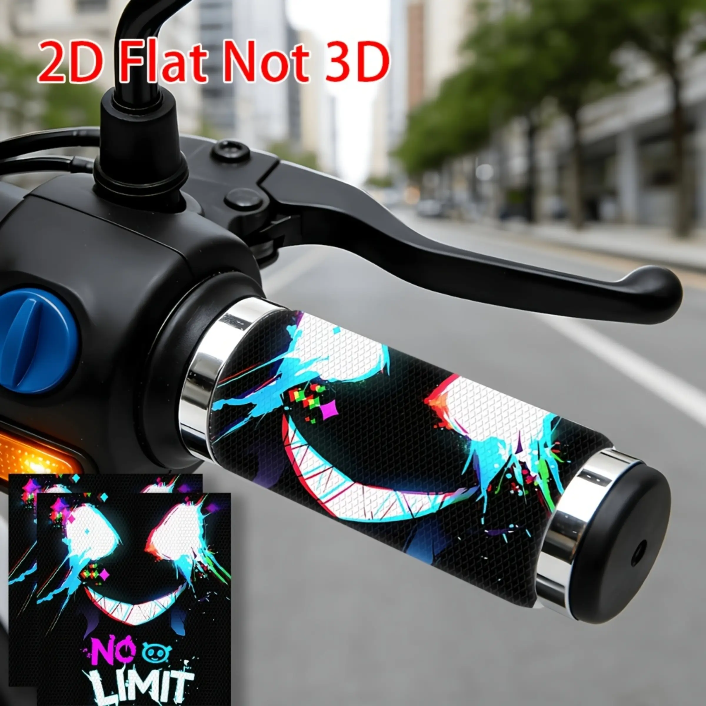 Fun Themed Graffiti Motorcycle Handlebar Sticker, Motorcycle Stickers - Waterproof, Sunscreen, Scratch Resistant, Self Adhesive, Durable Diamond Textured Non-Slip Tape for Electric Bikes and Motorcycles, Ideal for Cycling Lovers