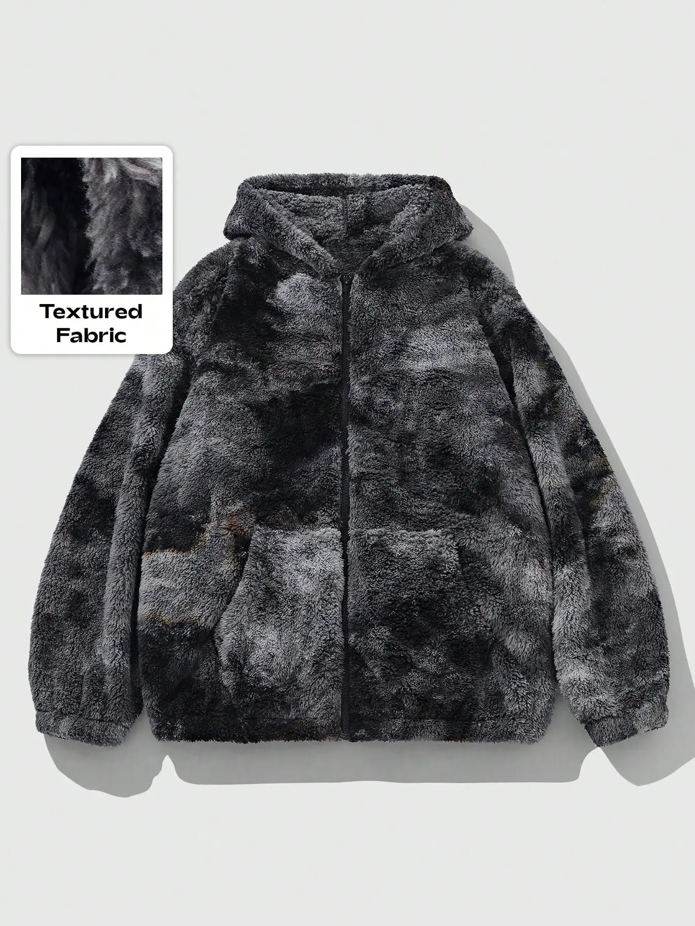 Men's & Women's Thick Ombre Hooded Jacket, Casual Loose-Fit Zipper Coat, Fall Winter Fashion Outerwear, Warm Daily Wear