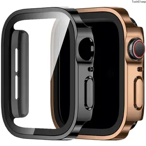 2-Pack Electroplated Full Coverage Protective Case Compatible with Apple Watch Series 4–11, SE & Ultra 1–3, PC Hard Shell with Tempered Glass Screen Protector, Scratch-Resistant Bumper Cover for 40–49mm, Stylish Gift Accessory