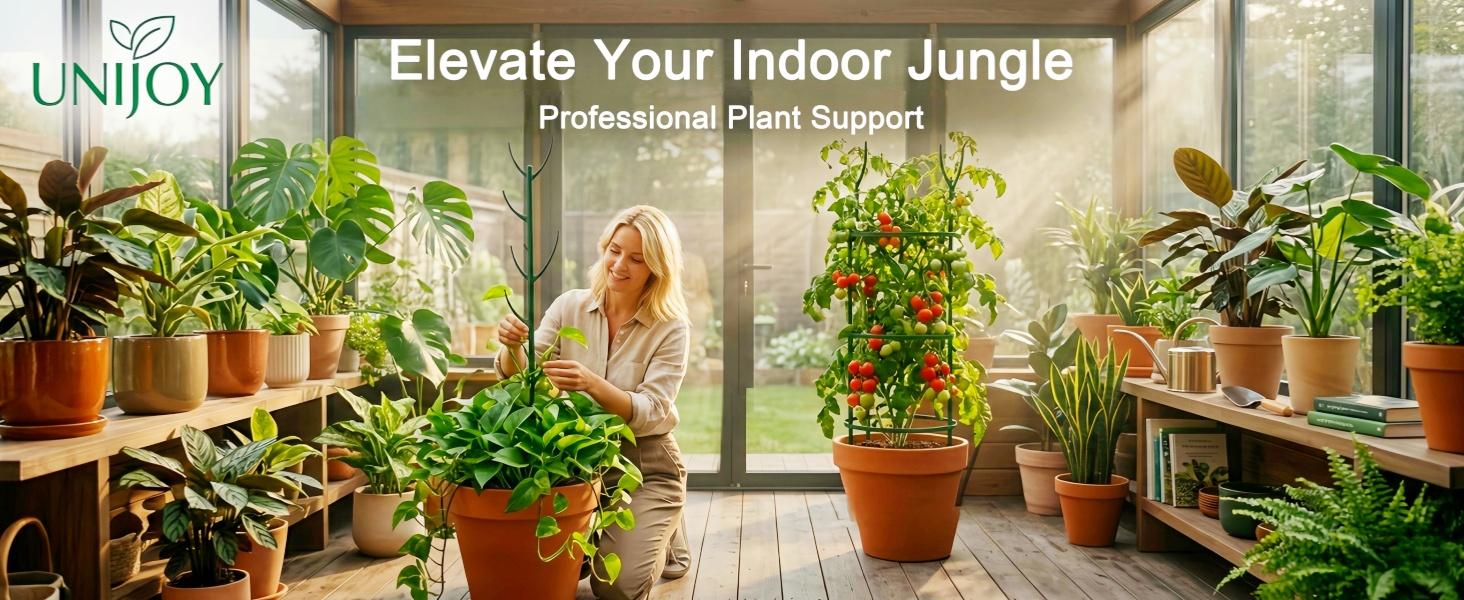 10-Pack Monstera Plant Stakes - Stackable Sticks for Indoor Plants up to 25" - Poles & Trellis with Tape & Twist Tie for Climbing Vines