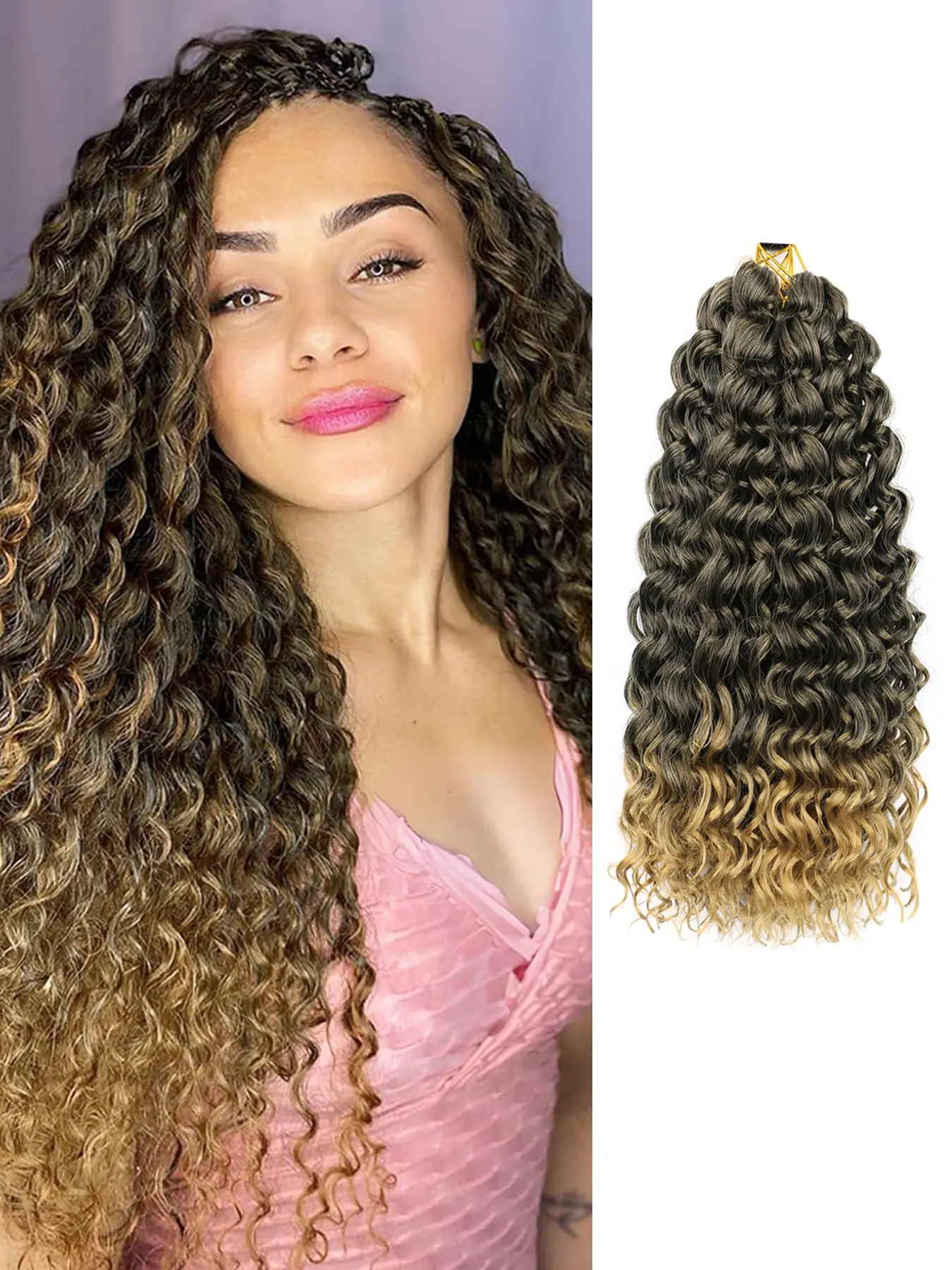 GoGo Curl Crochet Hair 18 Inch 3 Packs for Women Deep Wave Braiding hair Synthetic Braiding Bohemian Crochet Braid Water Wave Crochet hair Boho Curly Extensions