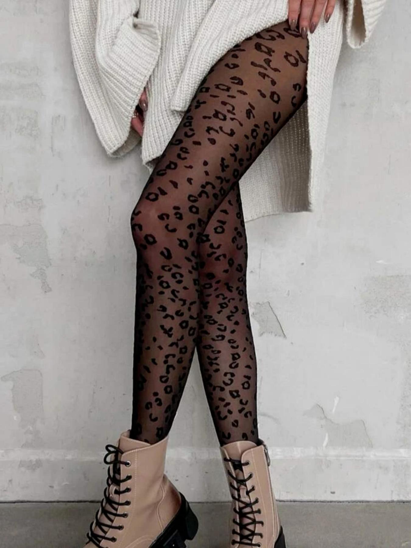 Women's Leopard Print Sheer Tights, High Stretch Pantyhose for Daily Wear, Ladies Bottoms for All Seasons