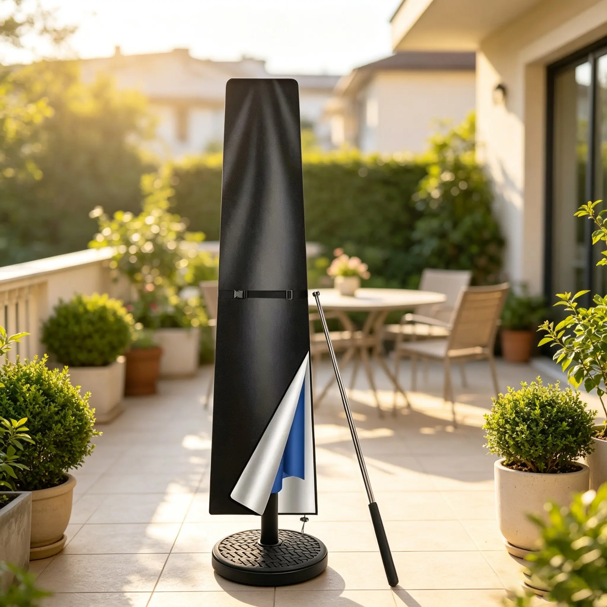Waterproof Outdoor Patio Umbrella Cover, Anti-UV Parasol Protector, Dustproof Weather Resistant, Cantilever Umbrella Storage Cover for Garden Backyard Pool