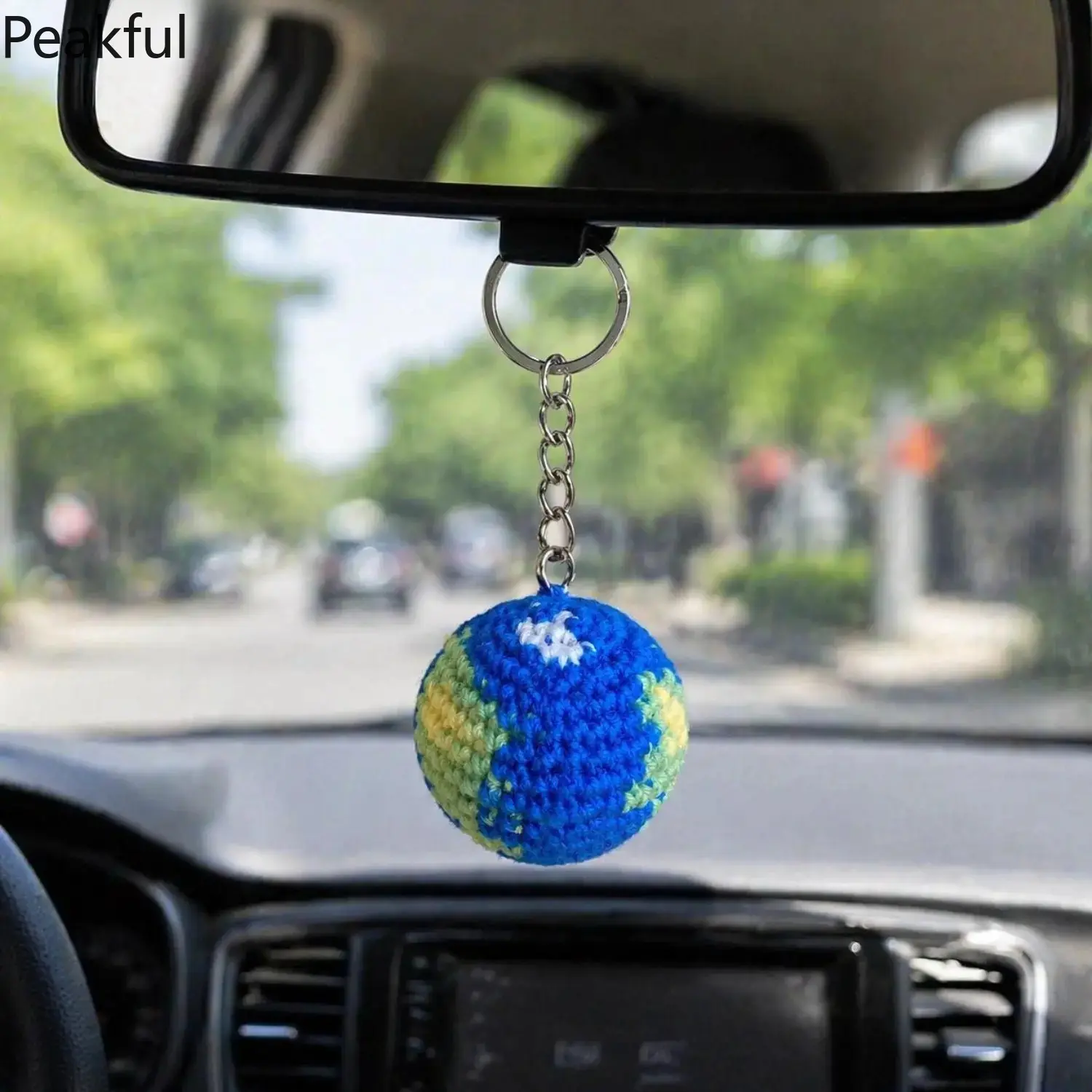 Handmade Crochet Earth Keychain, Mini Amigurumi Planet Charm for Bags, Keys & Backpacks, Eco-Conscious Gift for Earth Lovers & Nature Enthusiasts