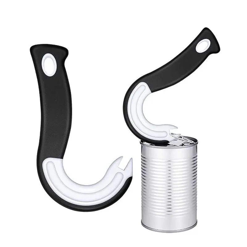 J-Shaped Can Opener Tool, Easy Ring Pull Opener for Cans, Lids & Bottles, Kitchen Aid Gadget for Seniors, Arthritic Hands & Glass Jars