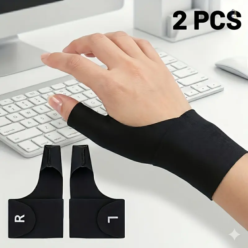 2‑Pack Adjustable Breathable Wrist Brace with Finger Stabilizer, Ergonomic Support Tension Adjustable Anti‑Slip Wrist Strap for Computer Typing Repetitive Work Daily Hand Protection,sohochic