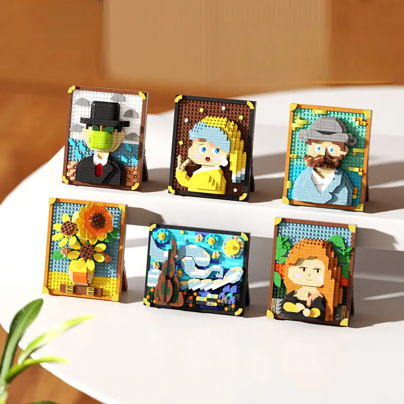 Famous Painting Series Micro Building Blocks Set – Pixel Art Masterpieces Including Starry Night, Mona Lisa & Sunflowers, Creative DIY Desktop Display Decor for Adults & Kids