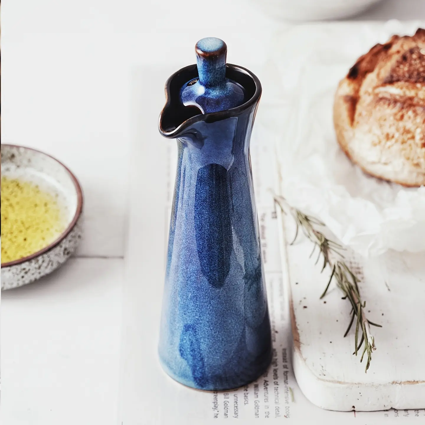 1pc Flambe Glaze Ceramic Oil Dispenser, Cooking Oil Container, Japanese Style Kitchen Seasoning Bottle for Soy Sauce, Vinegar, Olive Oil, Home & Restaurant Use