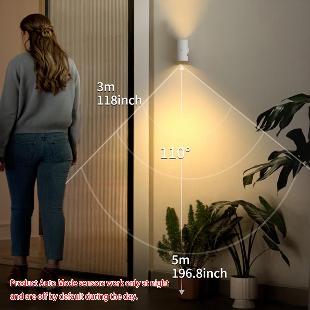 USB Rechargeable LED Night Light with Motion Sensor, RGB Ambient Light, Dimmable Magnetic Wall and Step Lamp for Entryway, Bedside, Desk or Closet, Lighting Modes Adjustable, Adjustable Lights