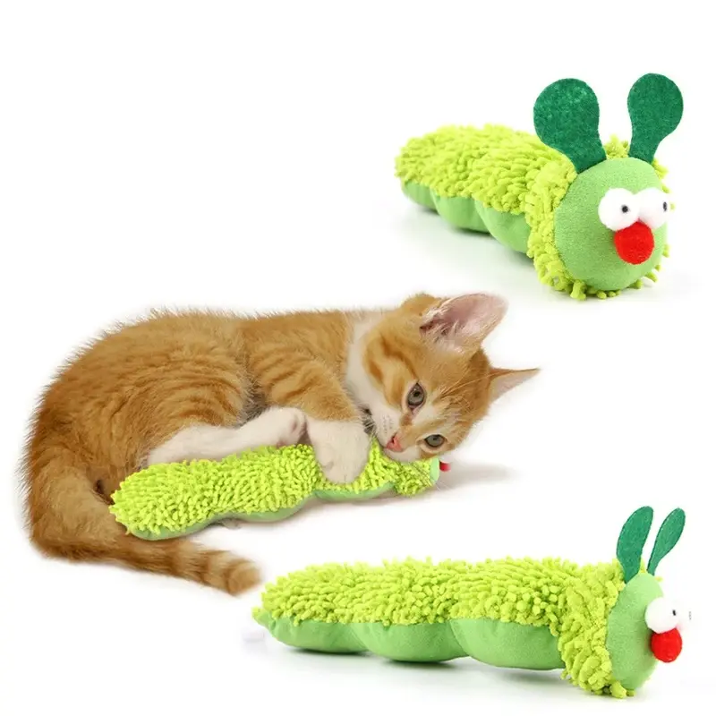 Caterpillar Catnip Silvervine Cat Chew Toy - Molar Aid, Stress Reliever, Clean Teeth, Interactive Tease Play Accessory for Kittens (Pet Supplies)