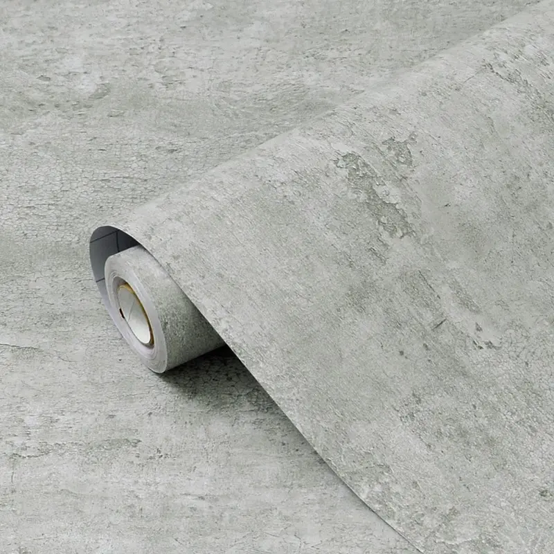 1 roll, Light grey Concrete wallpaper, Peel and stick stone grey wallpaper, Vinyl sticker, Self Stick Wallpaper, Self Adhesive Wallpaper, Suitable for walls in living rooms, bedrooms, bathrooms, and kitchens.