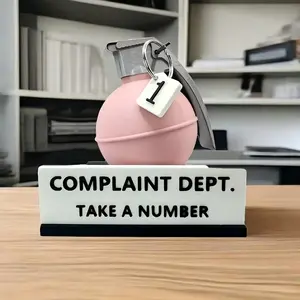 1pc Complaint Department Desk Sign-3D Printed Gift, Fun Grenade Complaint Department Desk Sign Decoration, Funny 'Take a Number' Office Decoration, Work Humor Colleague Boss Gift, or Perfect Choice for Halloween, Christmas, and April Fools' Day Gift