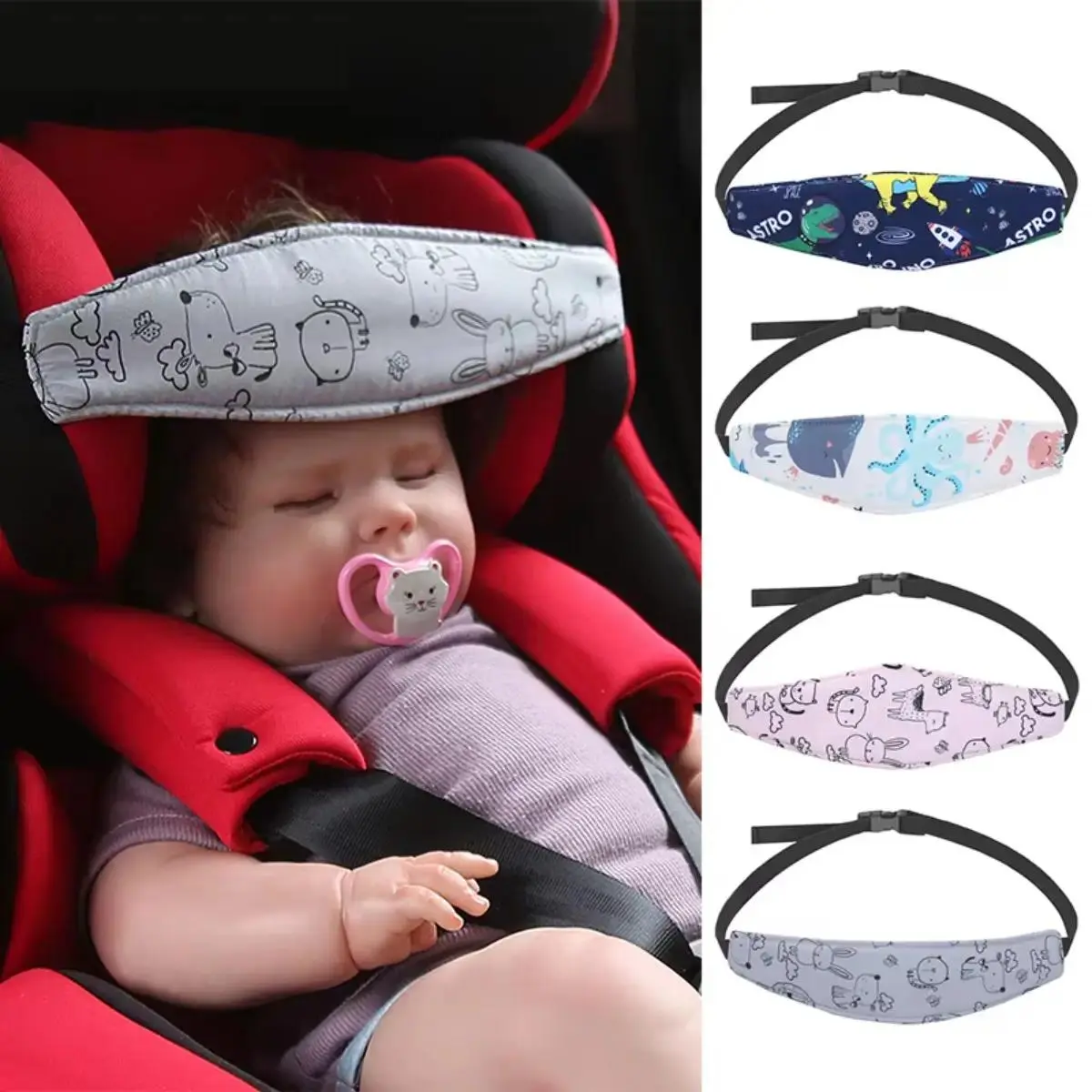 Viral Baby Travel Nap Strap, Cute Adjustable Head Support Band for Stroller Rides, Road Trips & On-the-Go Parents  Baby Head Support Strap, Adjustable Stroller Nap Band with Soft Padded Headrest, Cute Travel Baby Accessory for Infants & Toddlers