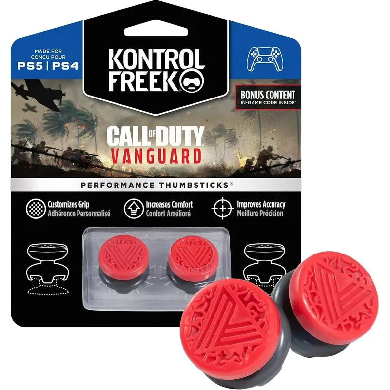 for Playstation 4 (PS4) and Playstation 5 (PS5) Pioneer Performance Thumbsticks| 2. High-waisted, hybrid| Red/Black Thumb Grip
