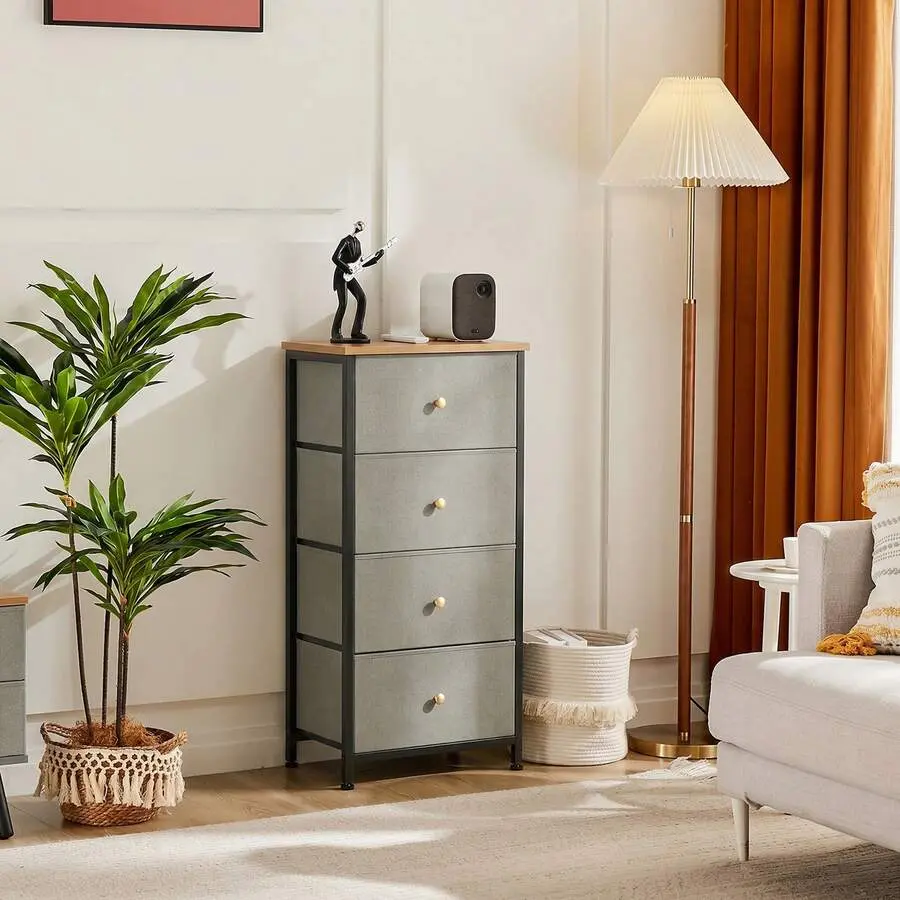 4 Drawer Fabric Dresser For Bedroom, Tall Chest Of Drawer Organizer Storage Cabinet For Closet, Entryway,chabuildreark,farmhouse,coffee bar cabinet,lockable,,,unit,,jewelry,armoire,,tower,,cabinets,bathroom,mirror,wooden