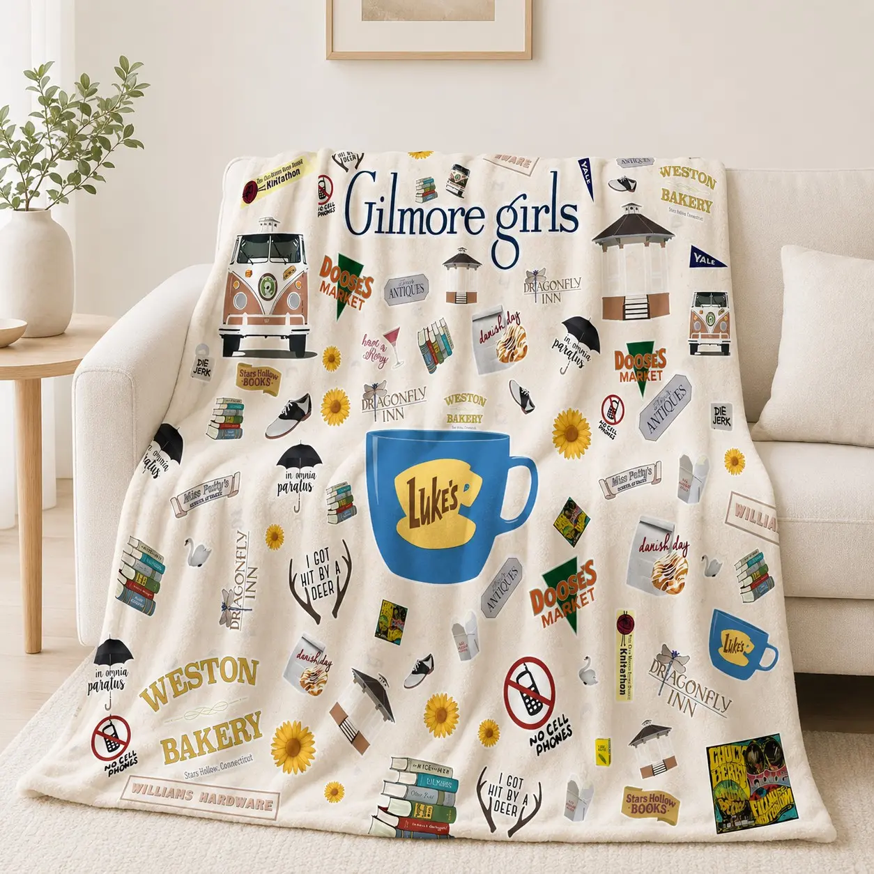 Gilmore Girls Flannel Throw Blanket, Soft Lightweight Cozy Blanket for Sofa Bed Dorm, Ideal for Reading Nap Travel Gift, Soft Bedding Throw