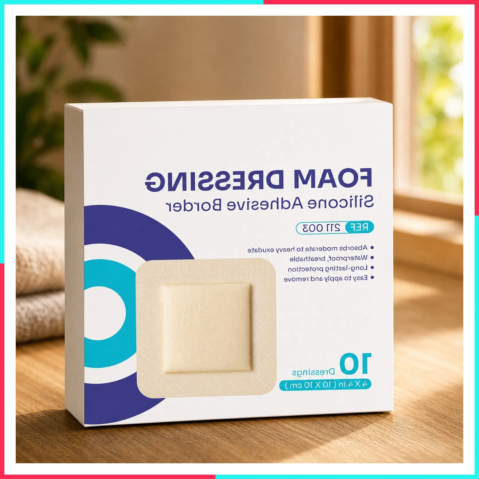 Large 4" x 4" Silicone Foam Dressings for Wound Care, 10 Pack