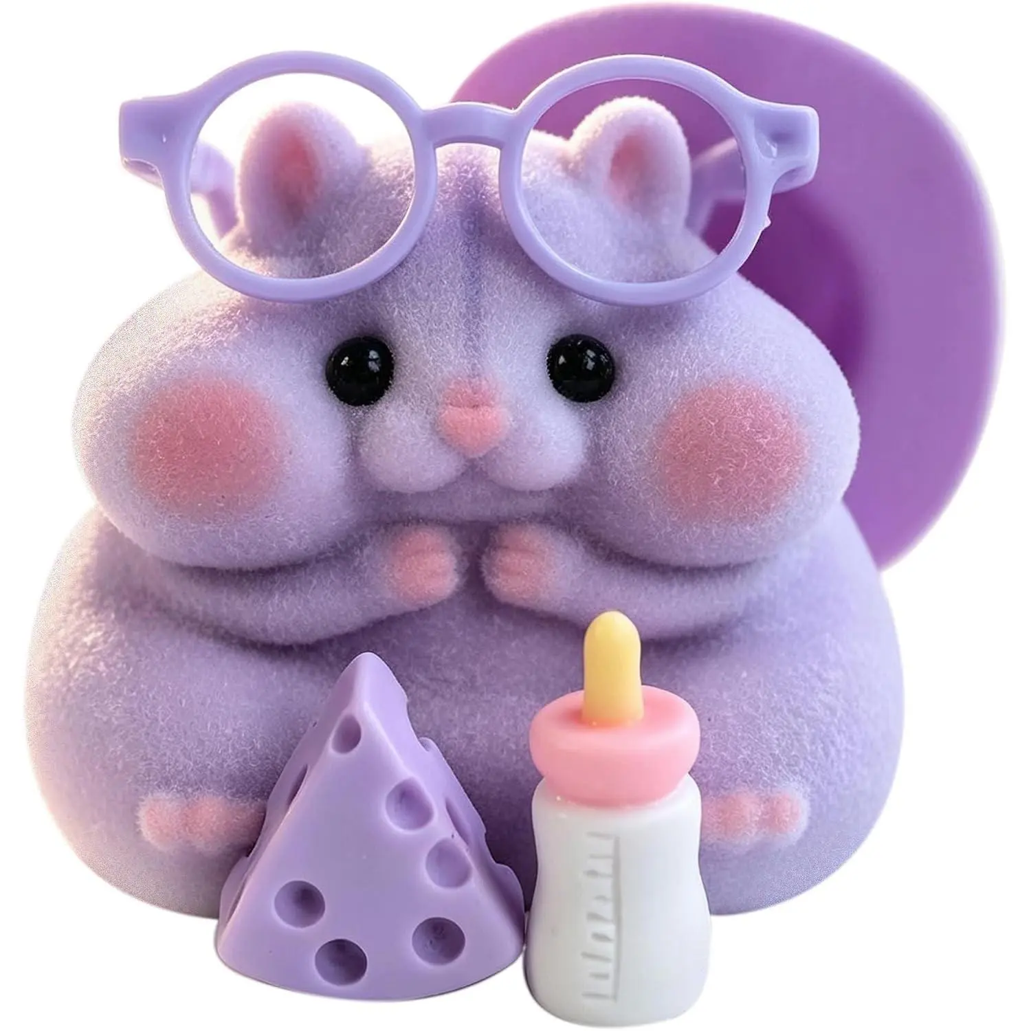 Handmade Squishy Hamster Toy - Realistic Soft Silicone Mochi Furry Fidget Toy, Stress Relief Gift for Adults & Kids, Sensory Anxiety Plushie (Purple)