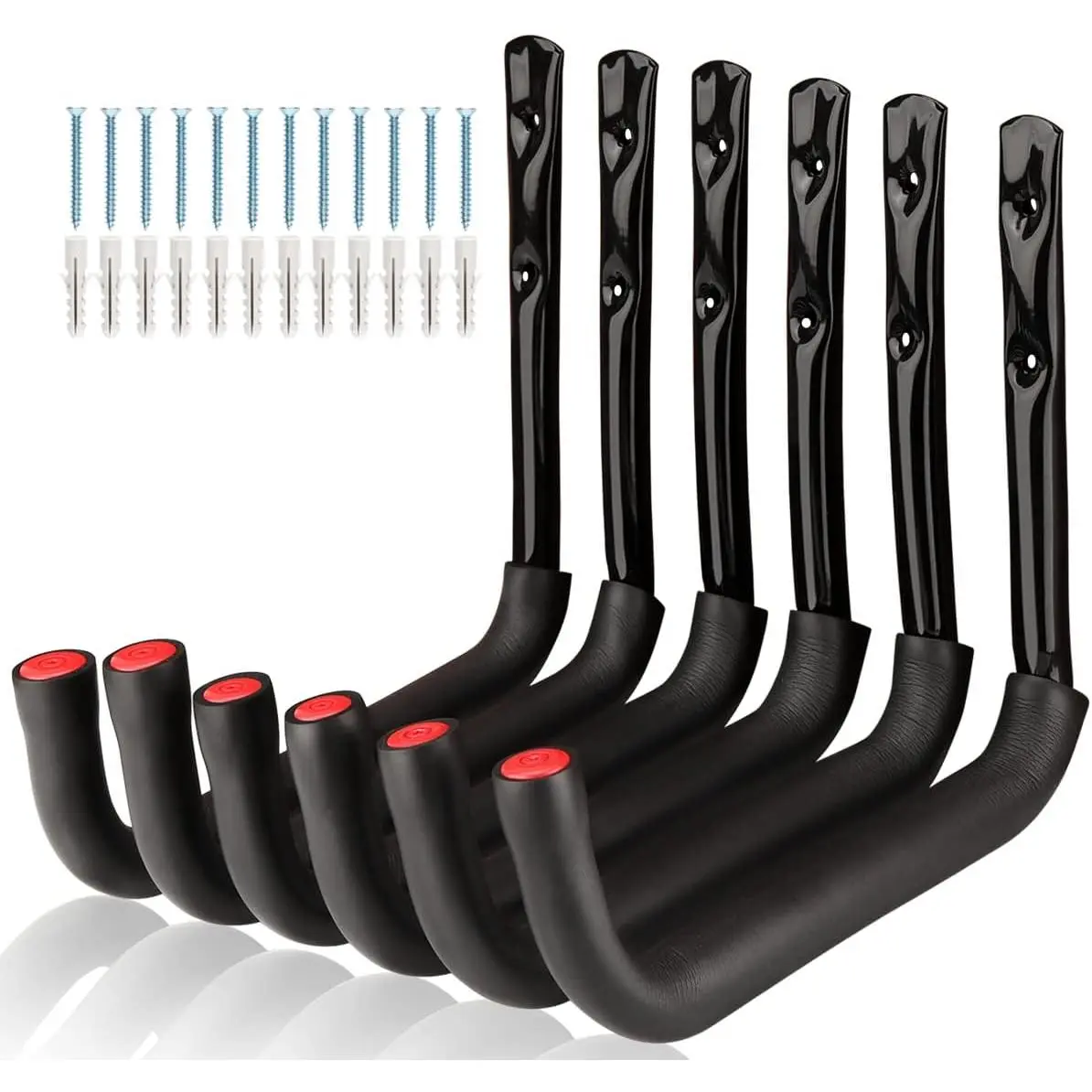Heavy Duty Garage Storage Hooks - 6 Pack Utility Hanger, 9.8 Inch Wall Mount Rack, Safely Holds Up to 50 Pounds for Ladders, Tools, and More