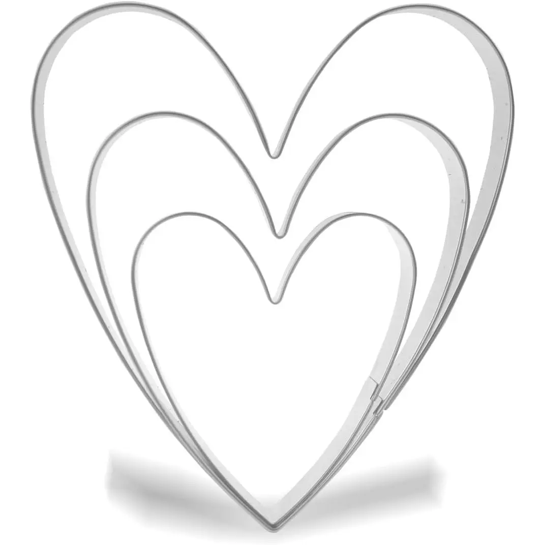 Valentine's Heart Cookie  Set - 5",4",3" - 3 count - Stainless Steel