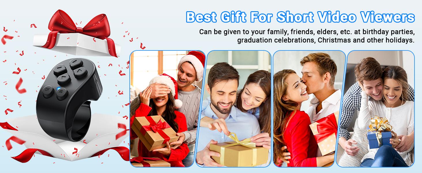 Scrolling Ring Remote Control,Page Turner for iPad iPhone & Android Tablet,Bluetooth Camera Remote, Scrolling Ring for TikTok,YouTube,Instagram,iOS,Android (Black)