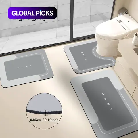 【Black Friday】Bathroom Toilet Mat, 1/3-Piece Non-Slip Bathroom Floor Mat, Stain-Resistant Water-Absorbent Diatomite Rug with Rubber Backing, Ideal for Bathroom, Living Room, Kitchen and Laundry Room, Home Goods #GLOBAL PICKS
