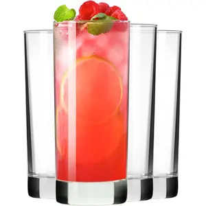 Highball Glasses Set of 4, Drinking Glasses 10 Oz, Clear Glass Cups, Tall Tumbler Water Glasses, Glassware Set for Cocktail, Coffee, Mojitos