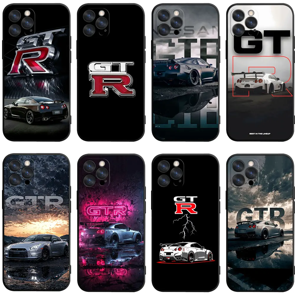 GTR R35 Black Border Silicone Phone Case - Durable, Shockproof, Eco-Friendly Protection for iPhone 17 ProMax/Air, 16 Pro, 15-14 Plus, 13-12 & Samsung S23-26, JDM Sports Car Gift for Car Enthusiasts