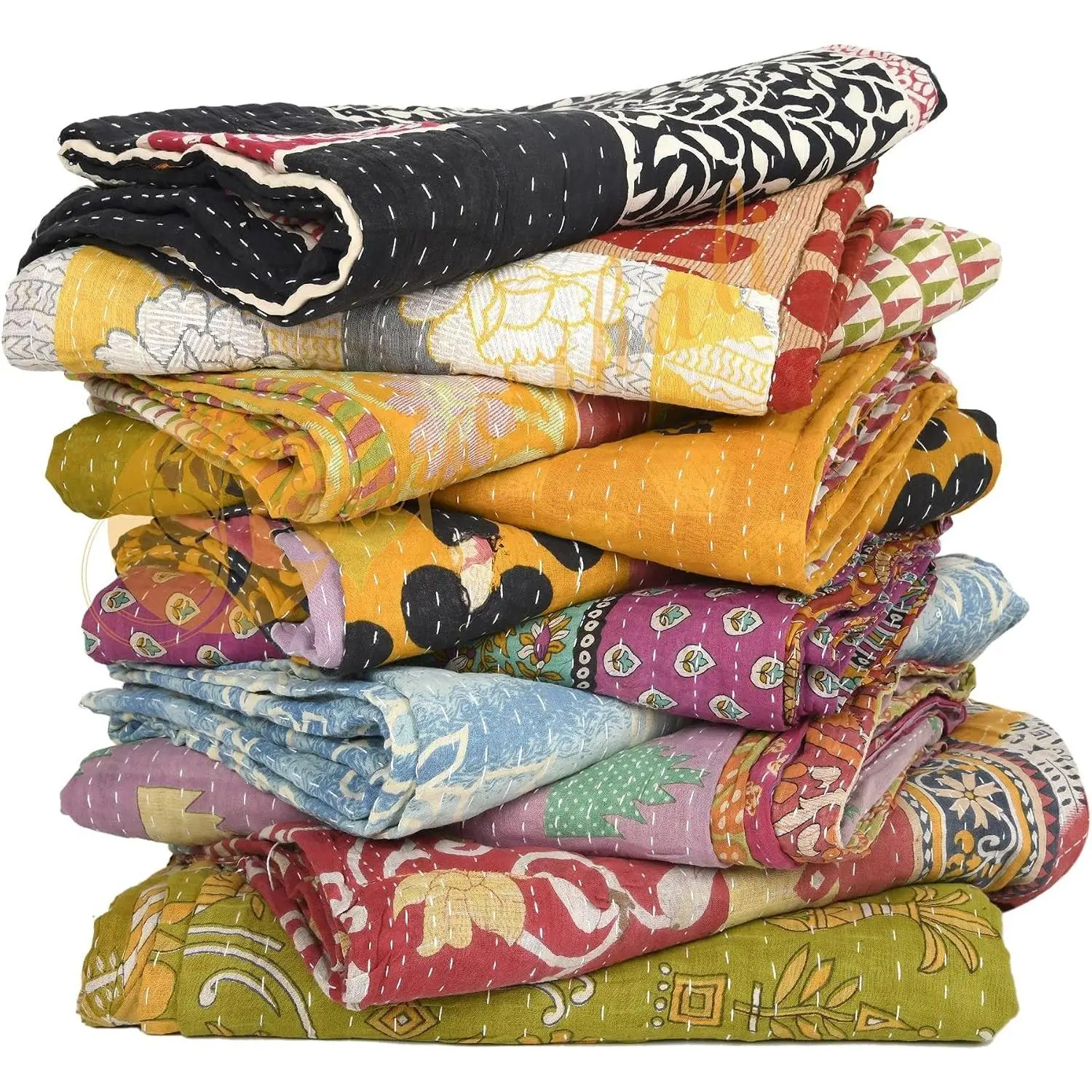 Whole Sale Tribal Kantha Quilts Mix Lot Vintage Cotton Bed Cover Old Assorted Patches Rally (5)
