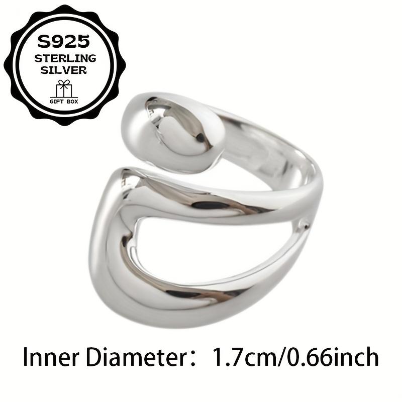 Vintage High-Polished Sterling Silver Ring |   Abstract Geometric Hollow Design |   Adjustable Statement Ring for Women, Chic Retro Jewelry for Daily Wear & Gifting.