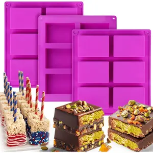 Rice Snacks Molds for Rice Krispies Treats Baking, 3pcs 6-Cavity Rice Cereal Bars Trays for Crispy Treat Making, Candy Making Supplies for Chocolate Brownie Cornbread Pudding Butter Mould