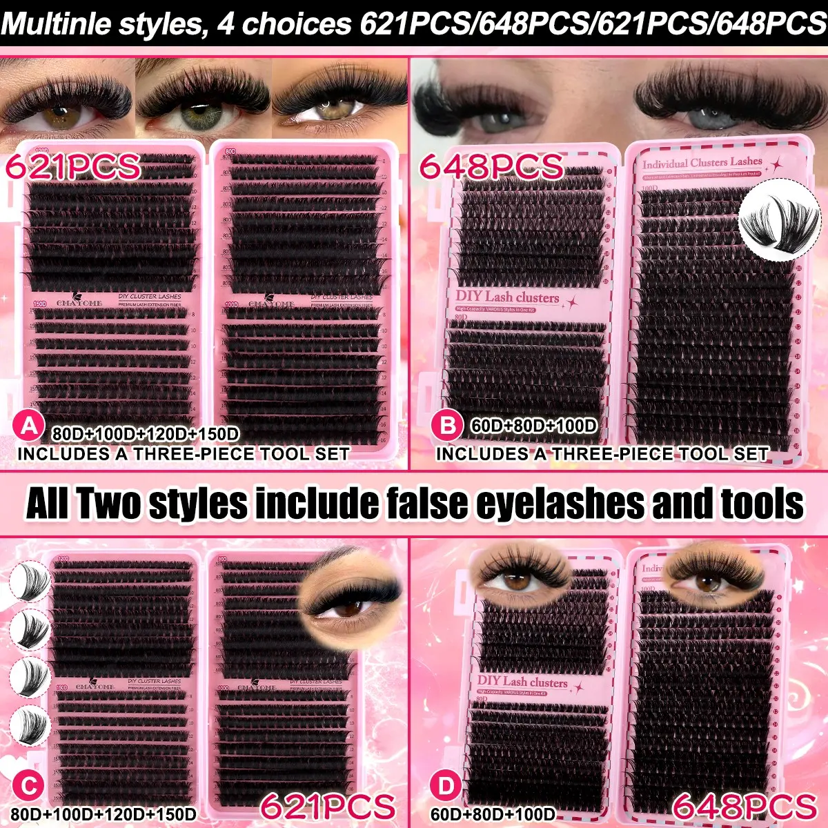 Large-capacity Slender Soft False Eyelashes, Cosmetic False Lashes, Multi-functional Eyelash Book 60D-150D, Natural Thick Eyelash Clusters, 8mm-16mm, DD Curled Lashes, Daily Makeup, Easy Diy Eyelashes, Diy Eyelash Extensions, Beginner-Friendly, Reusable