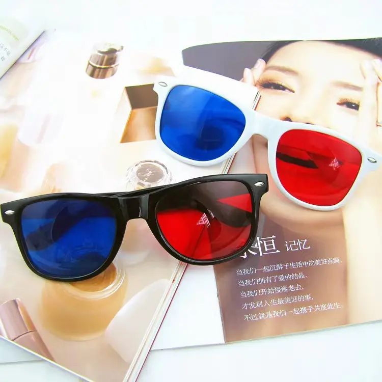 Classic Plastic 3D Glasses with Red/Blue Anaglyph Lenses, Lightweight Frames with Rivet Accents, Unisex Fit Accessory for TV, Movies & Gaming, Accessories, Plastic Frame, Stereo Lens