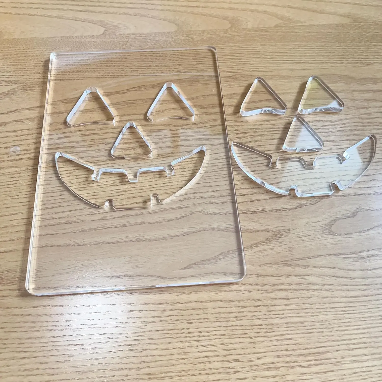 GJANSH Acrylic Router Template for Jack O'Lantern Face Designs, 5.5x8 Inch, 6 Halloween Pumpkin Patterns, Woodworking Template
