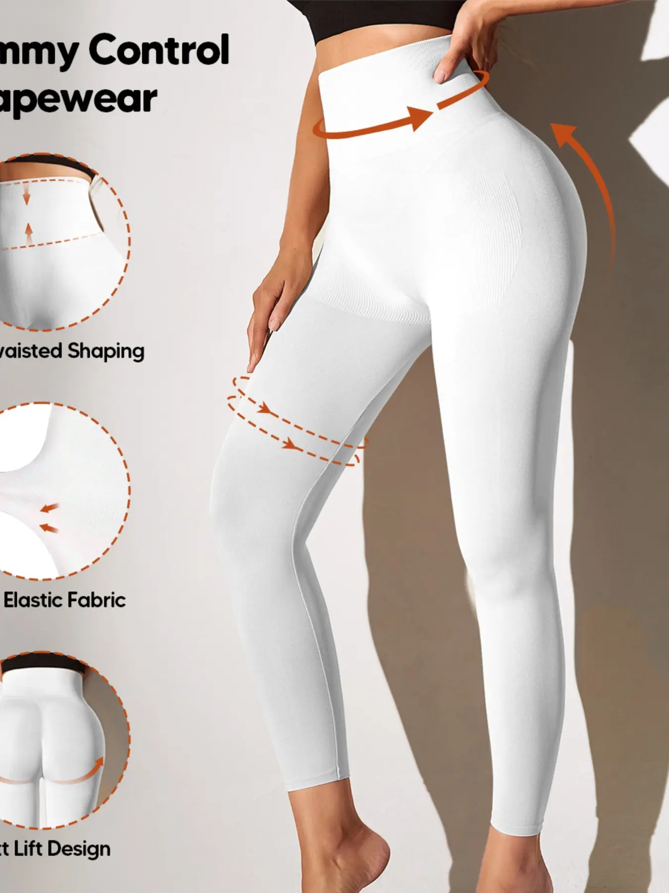 Fashion High-Waisted Shaping Leggings, Tummy Control Butt Lifting Slimming Pants, Ideal for Daily Workout and Fitness, Knitted Sports Pants