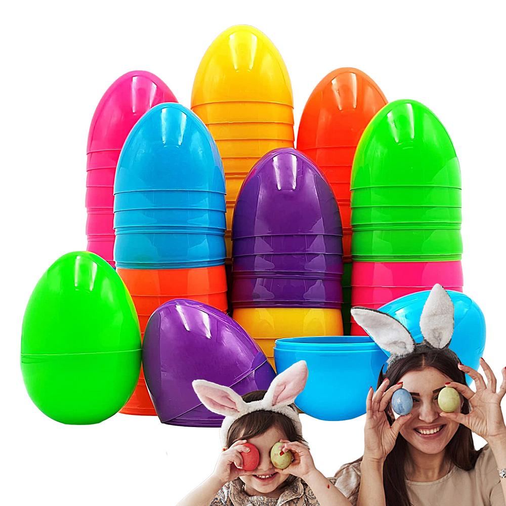 50Pcs Easter Empty Eggs Fillable Colorful Bright Easter Eggs Shell Toys Assorted Colors Easter Eggs Fake Eggs Easter Decoration
