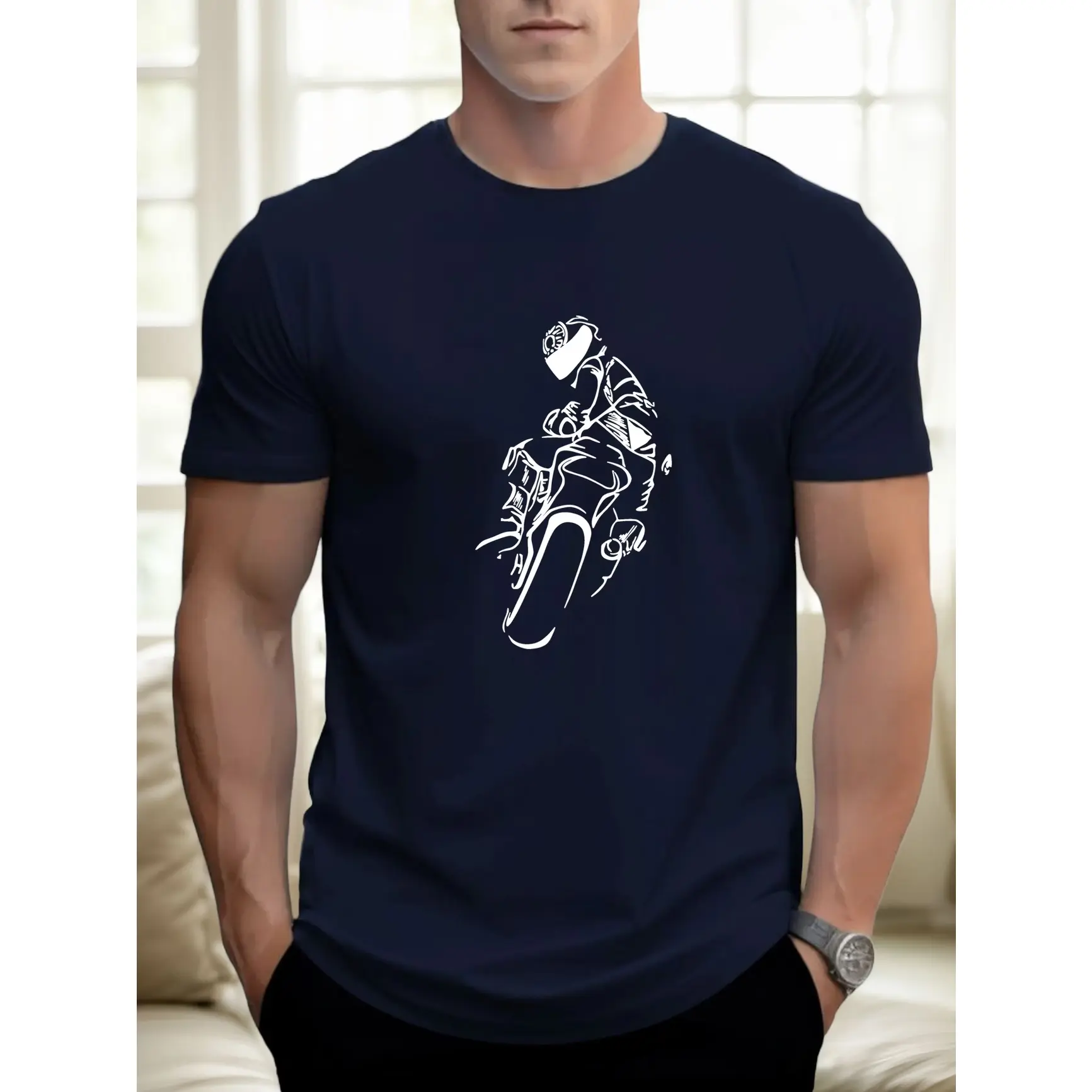 Motorcycle Rider Graphic Oversized Cotton T‑Shirt Biker Cute Fashion Outfit, Valentine Gift For Him Her, Best Holiday Present For Family Friends Motorbike Lover