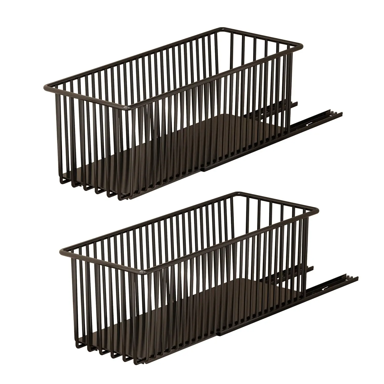 Minimalist Heavy-Duty Pull-Out Carbon Steel Wire Baskets for Kitchen Cabinets - 2-Pack No-Drill Undershelf Mount Organizer, Space-Saving Storage Drawers for Kitchen, Laundry Use